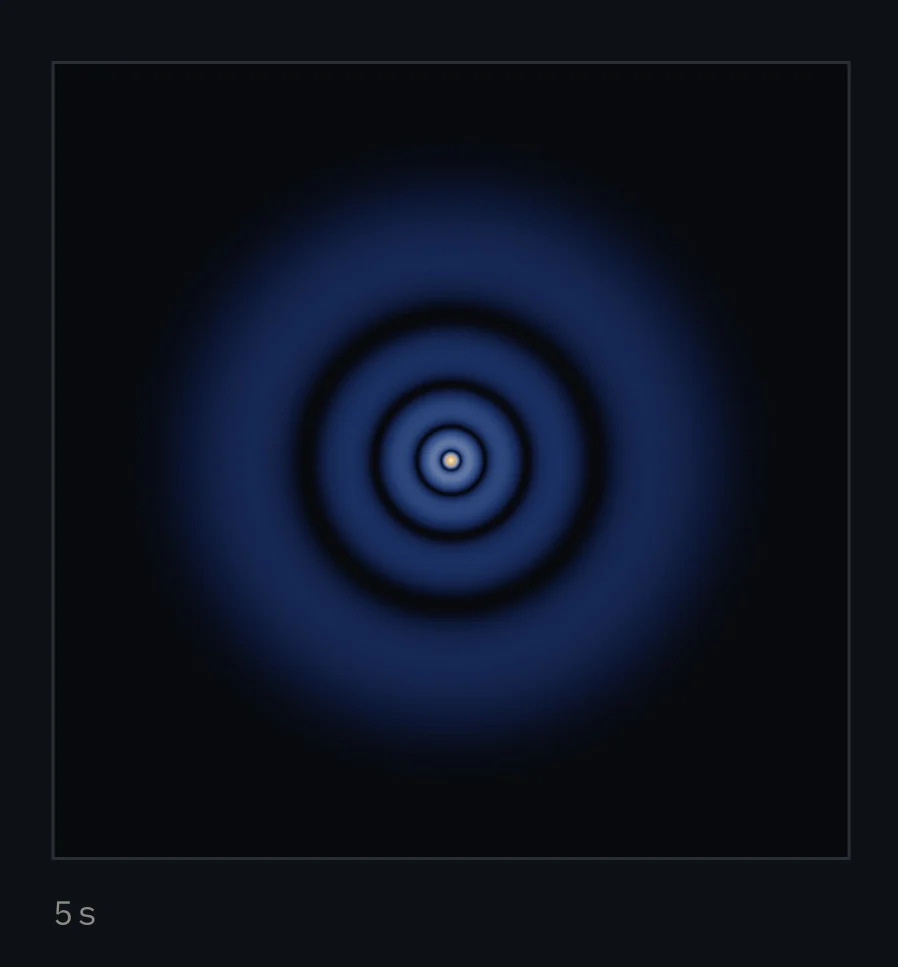 5s: four dark rings, one for each radial node.